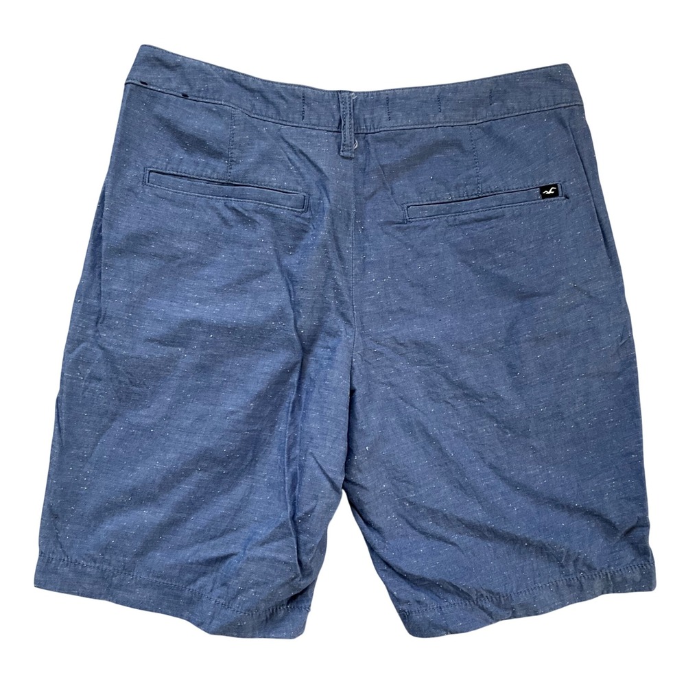 Hollister Classic Short Mens 30 Blue Marled Speckled Flat Front Cotton Shorts - Picture 3 of 8